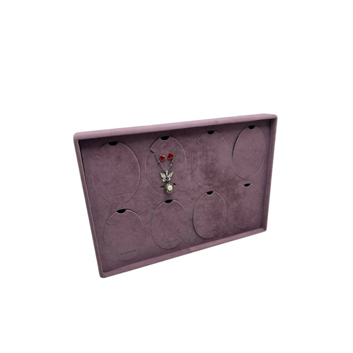Yerli Üretim Süet Kumaş Pembe Renk 34-24 Cm Ayaklı Üçlü Set Tabla Stand