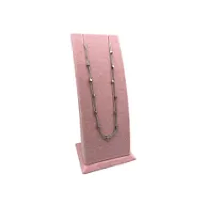 Yerli Üretim Süet Kumaş Pembe Renk Ayaklı 17/8,5 cm Kolye Sergileme Dekoru