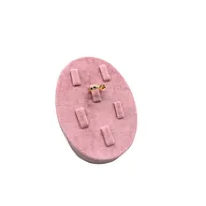 Yerli Üretim Süet Kumaş Pembe Renk Çoklu Tırnaklı Yüzük Sergileme Aksesuar