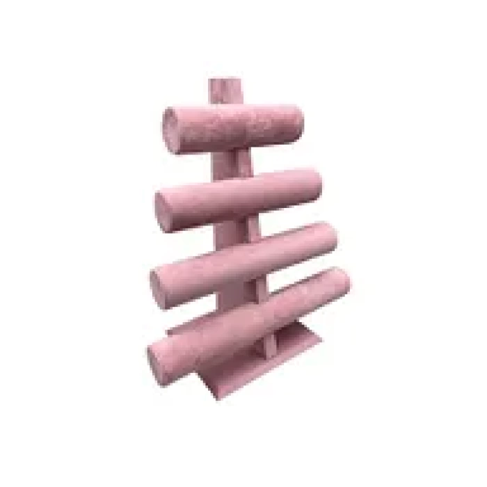Yerli Üretim Süet Kumaş Pembe Renk Dört Kademeli 38/34 Cm Bileklik-saat Sergileme Standı