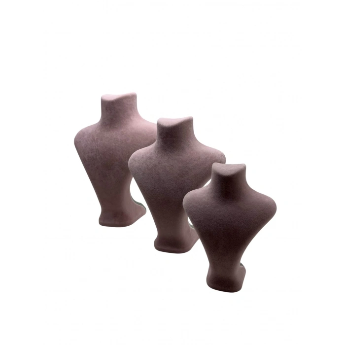 Yerli Üretim Süet Kumaş Pembe Renk Üç Boy Takı Mankeni