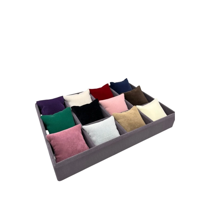 Yerli Üretim Süet Kumaş Renk Çümbüsü 34/24 Cm Yastıklı Çekmece İçi Yastıklı Saat Ve Takı Kutusu