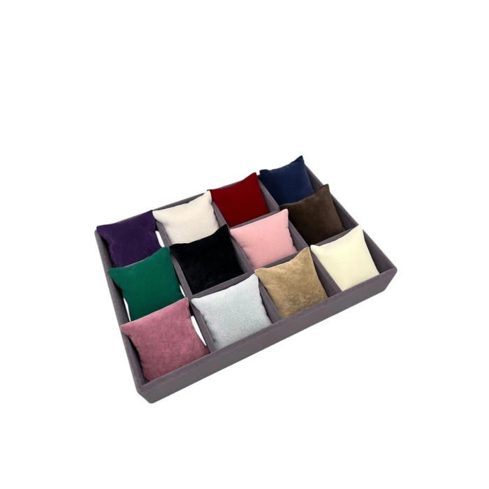 Yerli Üretim Süet Kumaş Renk Çümbüsü 34/24 Cm Yastıklı Çekmece İçi Yastıklı Saat Ve Takı Kutusu