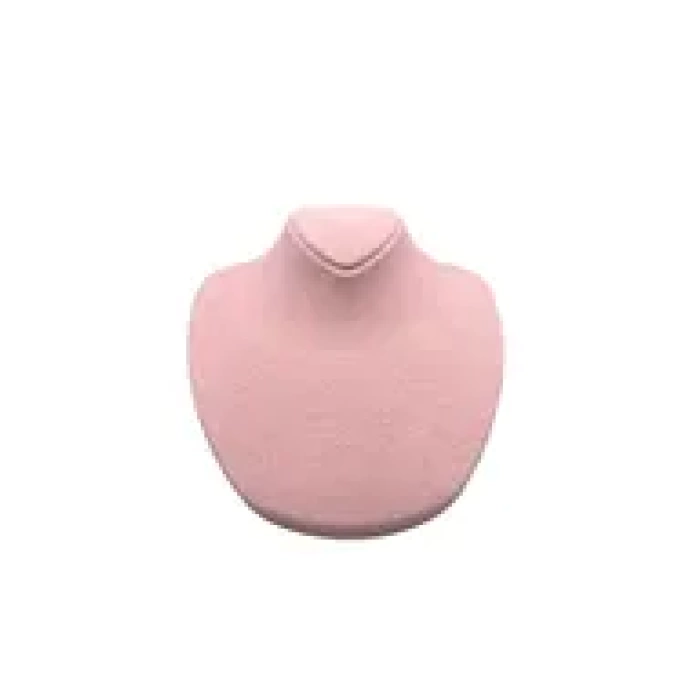 Yerli Üretim Süet Kumaş Rose Manken Pembe Renk 20/18 Cm Kolye Gerdanlık Takı Sergileme Mankeni