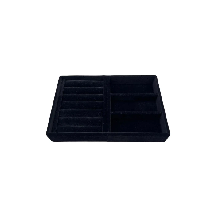 Yerli Üretim Süet Kumaş Siyah Renk 22 Cm / 14 Cm Çekmece İçi Takı Standı