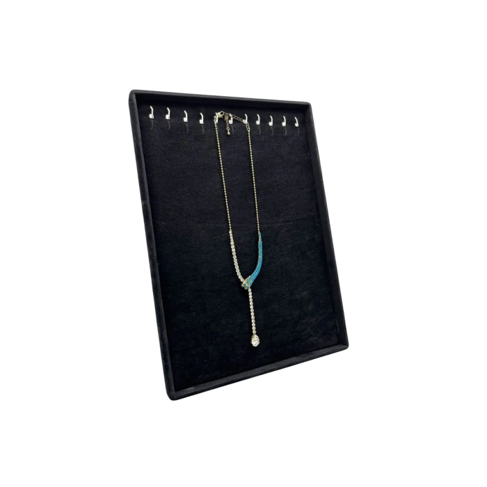 Yerli Üretim Süet Kumaş Siyah Renk 34/24 Cm Ayaklı Kolye Sergileme Standı