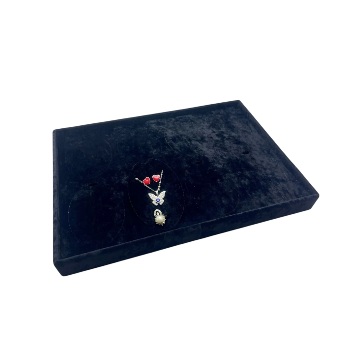 Yerli Üretim Süet Kumaş Dakka Model Siyah Renk 34-24 Cm Ayaklı Üçlü Set Tabla Stand
