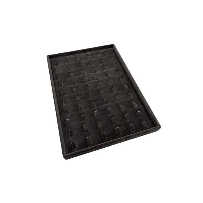 Yerli Üretim Süet Kumaş Siyah Renk 34/24 Cm Dikine Tırnaklı Çekmece İçi Yüzük Tablası
