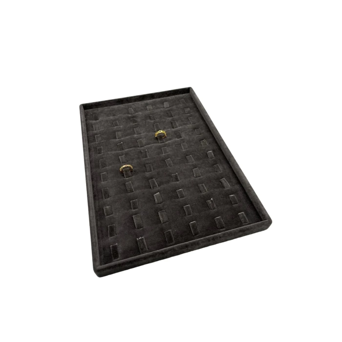 Yerli Üretim Süet Kumaş Siyah Renk 34/24 Cm Dikine Tırnaklı Çekmece İçi Yüzük Tablası