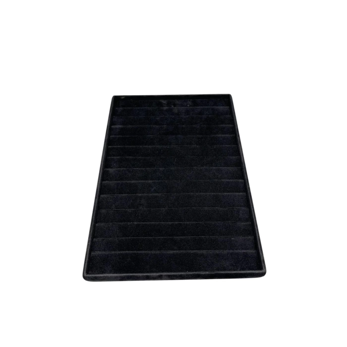 Yerli Üretim Süet Kumaş Siyah Renk 34/24Cm 14 Adet Kademeli Çekmece İçi Bileklik Tablası