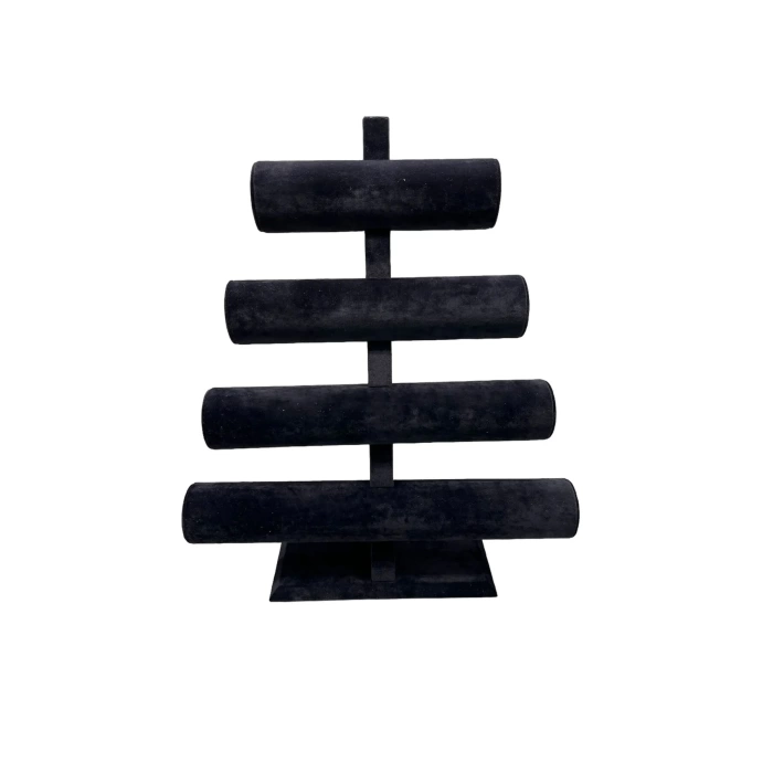 Yerli Üretim Süet Kumaş Siyah Renk Dört Kademeli 38/34 cm Bileklik-Saat