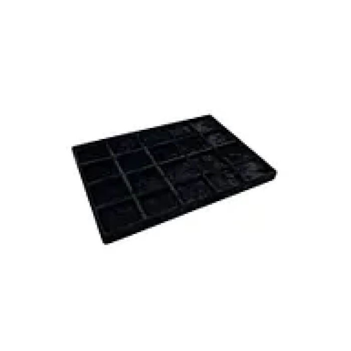 Yerli Üretim Süet Kumaş Siyah Renkli 34/24 Cm 20 Bölmeli Çekmece İçi Takı Standı