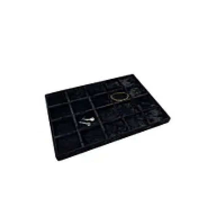 Yerli Üretim Süet Kumaş Siyah Renkli 34/24 Cm 20 Bölmeli Çekmece İçi Takı Standı
