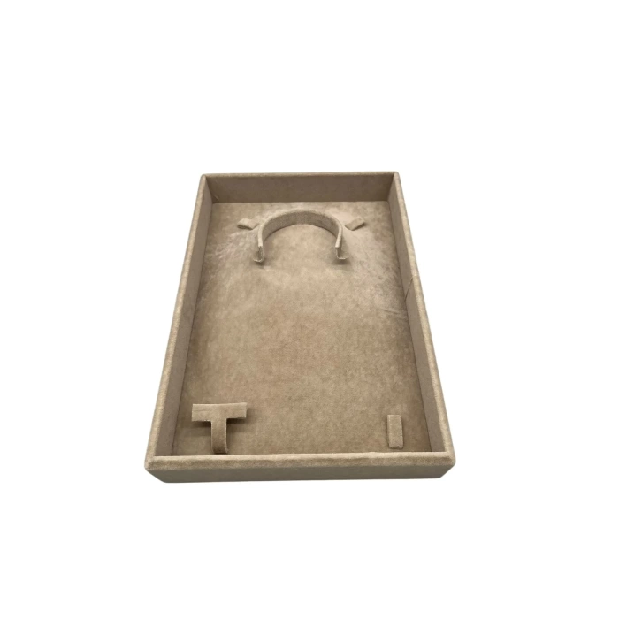 Yerli Üretim Süet Kumaş Sütlü Kahve Renk 26/19 Cm Mini Takı Sergileme Tablası