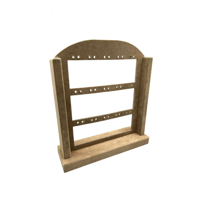 Süet Kumaş Sütlü Kahve Renk 26 22 cm Ayaklı Küpe Standı
