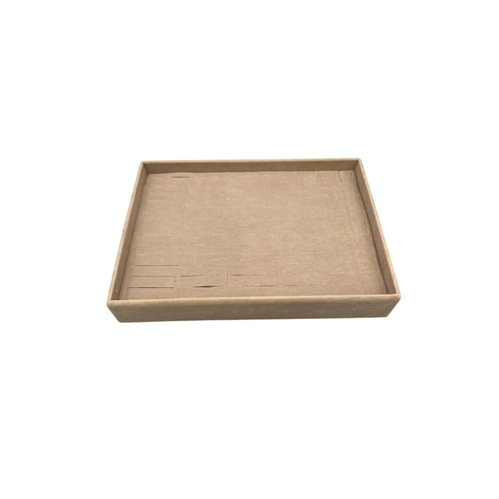 Yerli Üretim Süet Kumaş Sütlü Kahve Renk 34/24 Cm Batırmalı Çekmeçe Içi Bileklik Kelepçe Tablası