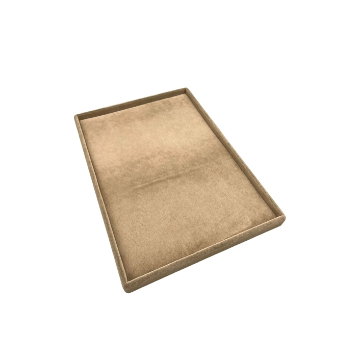 Yerli Üretim Süet Kumaş Sütlü Kahve Renk 34/24 cm Takı Servis Sunum Tablası