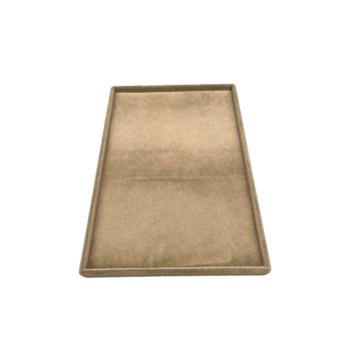 Yerli Üretim Süet Kumaş Sütlü Kahve Renk 34/24 cm Takı Servis Sunum Tablası
