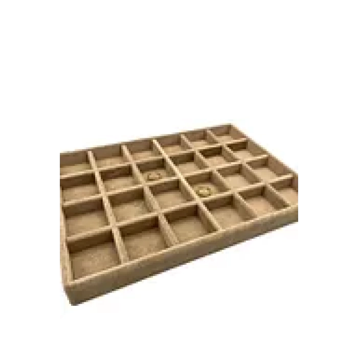 Yerli Üretim Süet Kumaş Sütlü Kahve Renk 34 Cm / 24 Cm 24 Bölmeli Çekmece Içi Takı Standı
