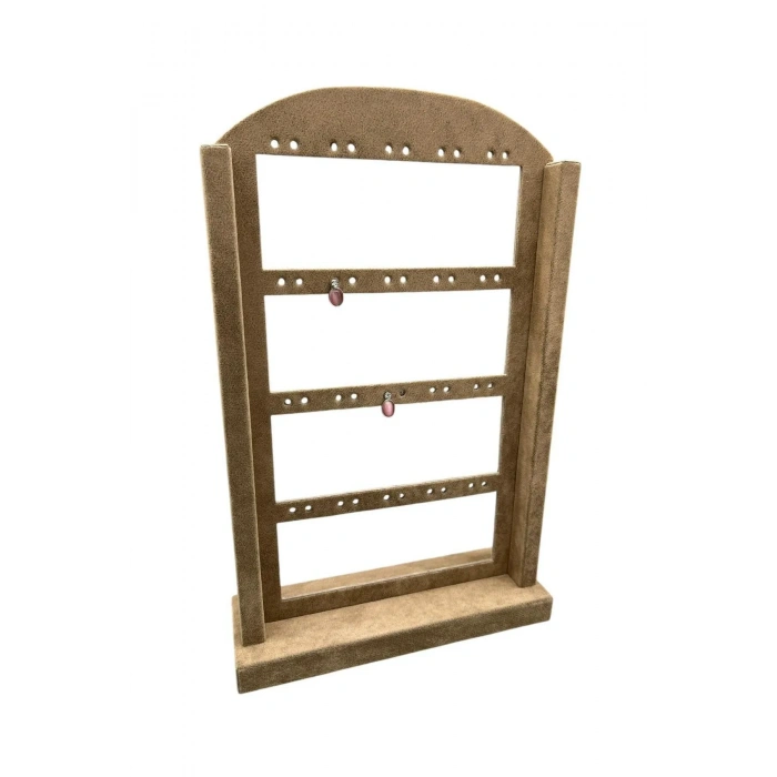 Süet Kumaş Sutlu Kahve Renk 36 /22 Cm Ayaklı Küpe Standı