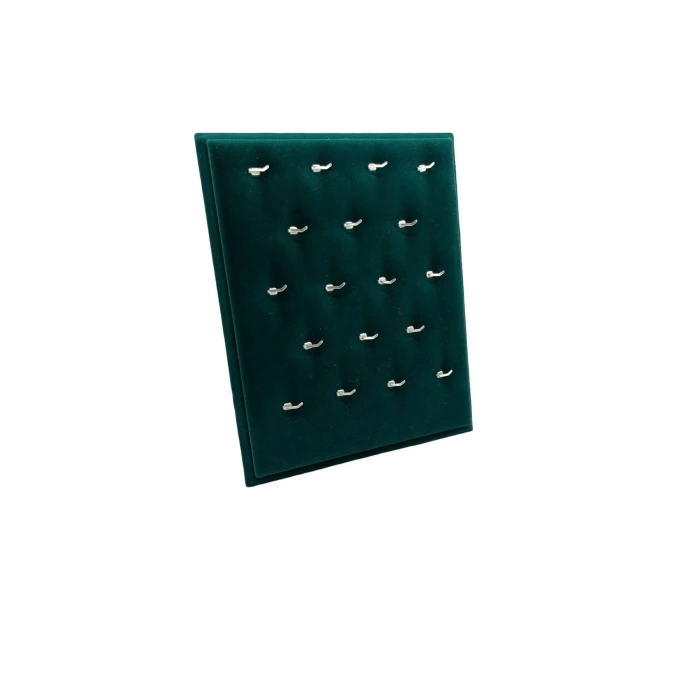 Yerli Üretim Süet Kumaş Yeşil Renk 20/16 Cm Ayaklı Kolye Sergileme Standı