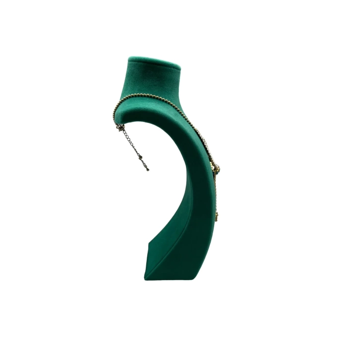 Yerli Üretim Süet Kumaş Yeşil Renk 25/12 Cm Kolye Gerdanlık Zincir Takı Sergileme Mankeni