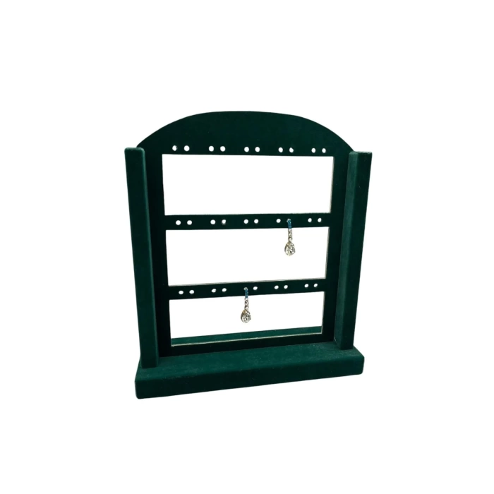 Süet Kumaş Yeşil Renk 26/22 Cm Ayaklı Küpe Standı