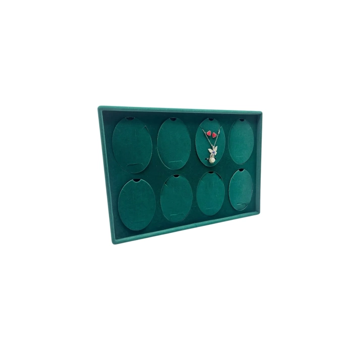 Yerli Üretim Süet Kumaş Yesil Renk 34-24 Cm Ayaklı Üçlü Set Tabla Stand