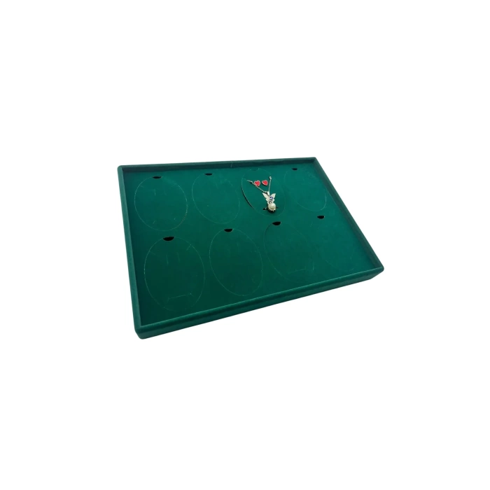 Yerli Üretim Süet Kumaş Yesil Renk 34-24 Cm Ayaklı Üçlü Set Tabla Stand