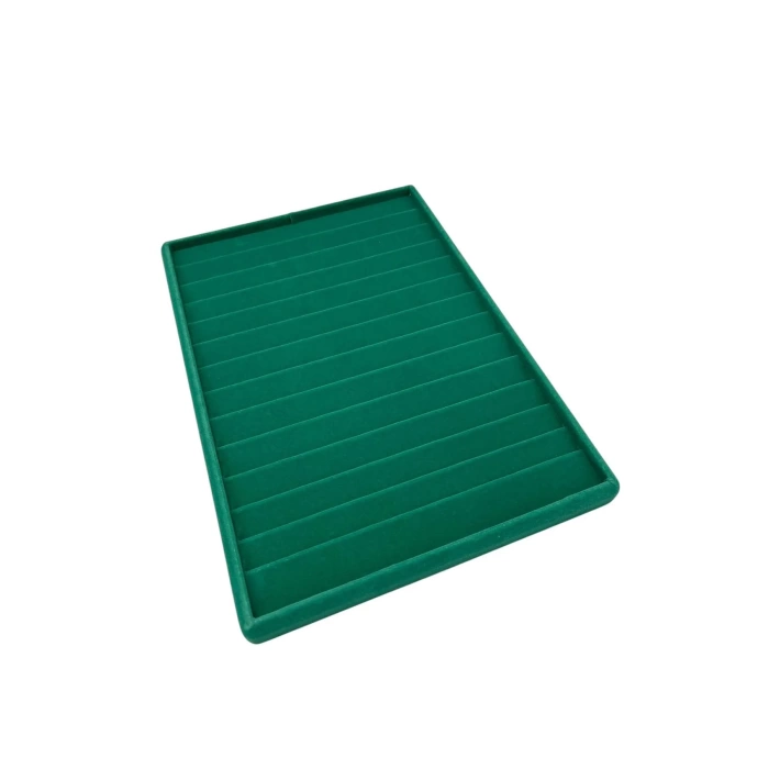 Yerli Üretim Süet Kumaş Yeşil Renk 34/24Cm 14 Adet Kademeli Çekmece İçi Bileklik Tablası