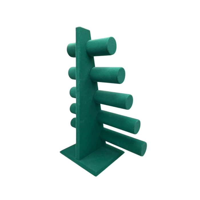 Yerli Üretim Süet Kumaş Yeşil Renk Beş Kademeli 45/34 cm Bileklik-Saat Sergileme Standı