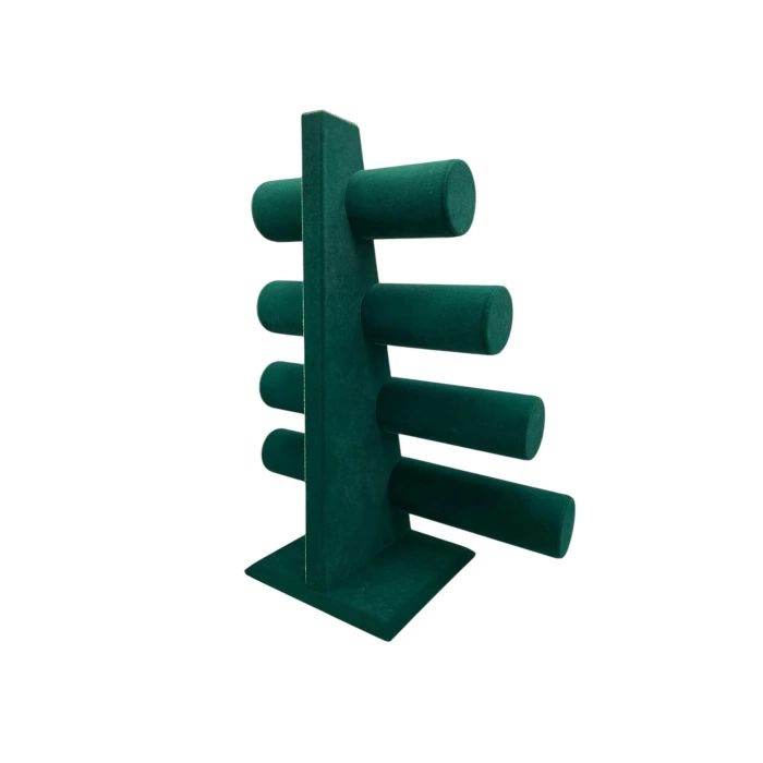 Yerli Üretim Süet Kumaş Yeşil Renk Dört Kademeli 38/34 cm Bileklik-Saat Sergileme Standı