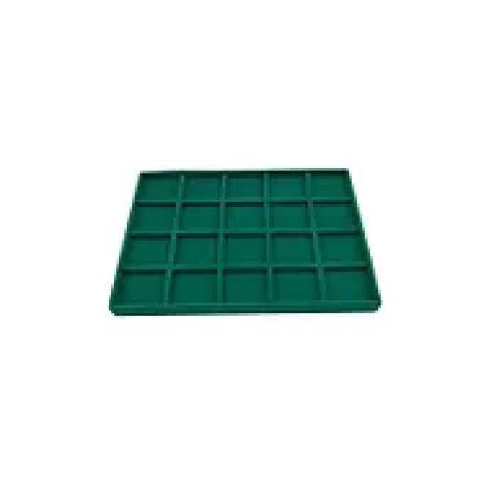 Yerli Üretim Süet Kumaş Yeşil Renkli 34/24 cm 20 Bölmeli Çekmece İçi Takı Standı