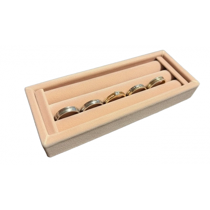 Süet Kumaş Pembe Renk 18 / 7 Cm Rulo Çekmece İçi Yüzük Standı