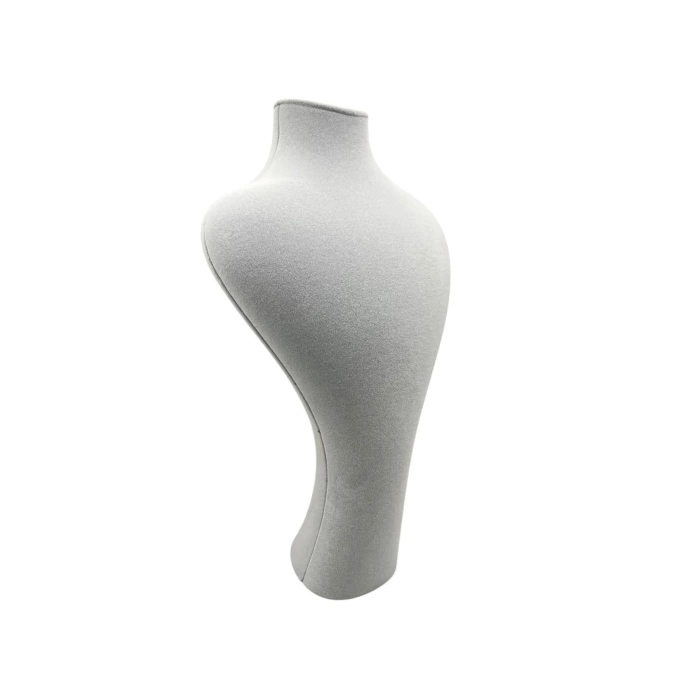 Yerli Üretim Zeus Model Süet Kumaş Gri Renk 42 / 22 Cm Takım Kolye Sergileme Mankeni