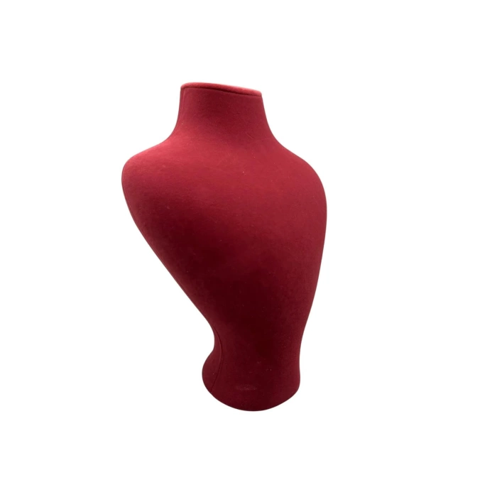 Yerli Üretim Zeus Model Süet Kumaş Kırmızı Renk 29/ 22 Cm Takım Kolye Sergileme Mankeni