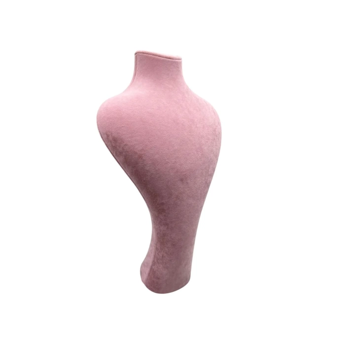 Yerli Üretim Zeus Model Süet Kumaş Pembe Renk 42 / 22 Cm Takım Kolye Sergileme Mankeni