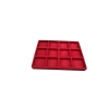 Yerli Üretim Keten Kumaş Kırmızı Renk 34 Cm / 24 Cm 12 Bölmeli Çekmece Içi Takı Standı