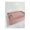 Yerli Üretim Süet Kumaş Pembe Renk 34/24 Cm Batırmalı Çekmeçe Içi Bileklik Kelepçe Tablası