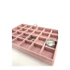 Yerli Üretim Süet Kumaş Pembe Renk 34 Cm / 24 Cm 24 Bölmeli Çekmece Içi Takı Standı