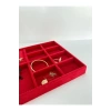 Yerli Üretim Sidney Model Keten Kumaş Kırmızı Renk 34/24 Cm Çekmece Ici Takı Standı