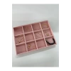 Yerli Üretim Süet Kumaş Pembe Renk 34 Cm / 24 Cm 12 Bölmeli Çekmece Içi Takı Standı