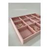 Yerli Üretim Süet Kumaş Pembe Renk 34 Cm / 24 Cm 12 Bölmeli Çekmece Içi Takı Standı