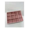 Yerli Üretim Süet Kumaş Pembe Renk 34 Cm / 24 Cm 12 Bölmeli Çekmece Içi Takı Standı