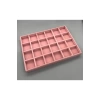 Yerli Mdf Üzerine Kumaş Kaplama Oval Köşeli Süet Pembe 24 Bölmeli Takı Tablası