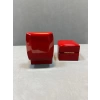 Ahşap Kırmızı Renk 5x5 Cm Küpe Kutusu