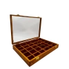 Ahşap El Boyaması Çift Renk 24x34 Cm Cam Kapak Çıtalı Yüzük Standı
