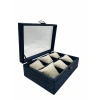 Ahşap El Boyaması Çift Renk 17x24 Cm Cam Kapak Yastıklı Takı Standı