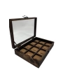 Ahşap El Boyaması Çift Renk 17x24 Cm Cam Kapak Çıtalı Yüzük Standı