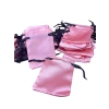 Saten Kumaş Pembe Renk 7x9 Cm Aksesuar Kesesi Paketli